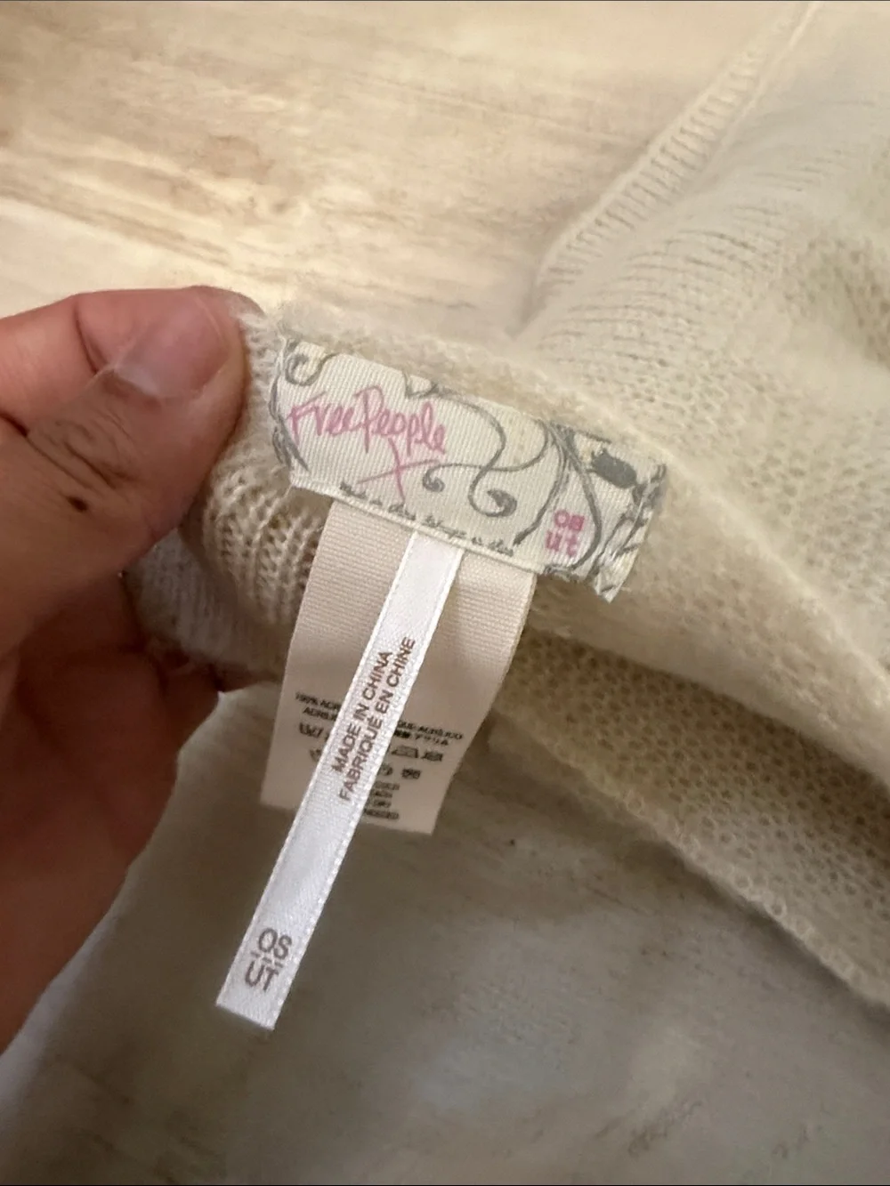 Free People Cream Knit Throw Blanket